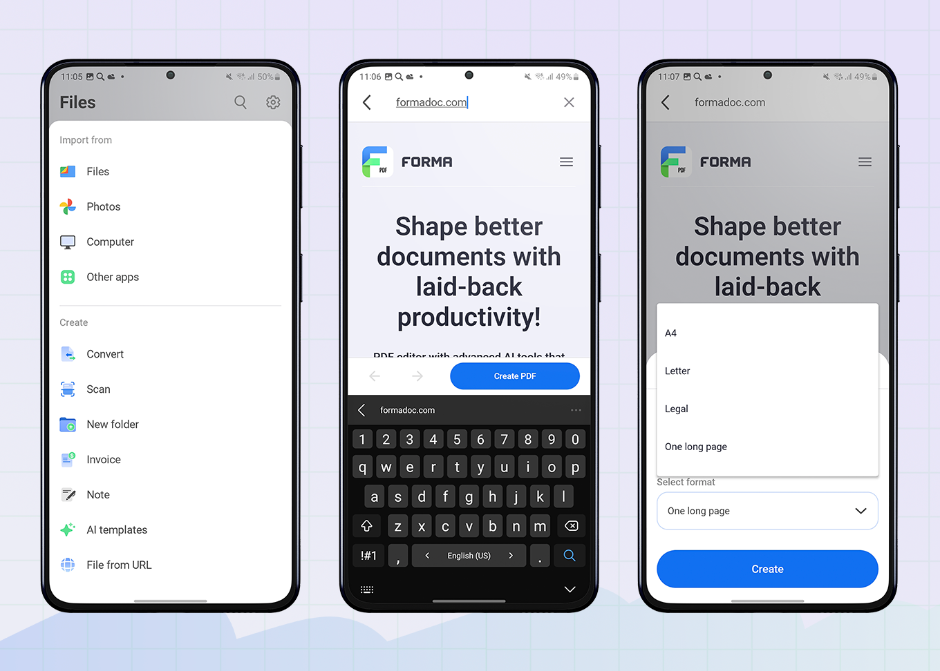 you can save a webpage as a pdf in Forma in a few clicks