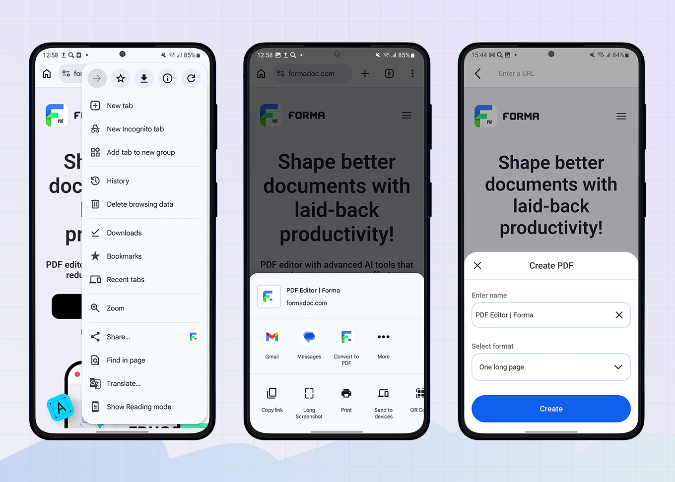 with forma you can save a webpage as a pdf right from a browser